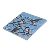 Kippen in de winter tegeltje (Zijkant)