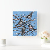 Kippen in de winter vierkante klok (Huis)