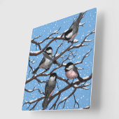 Kippen in de winter vierkante klok (Hoek)