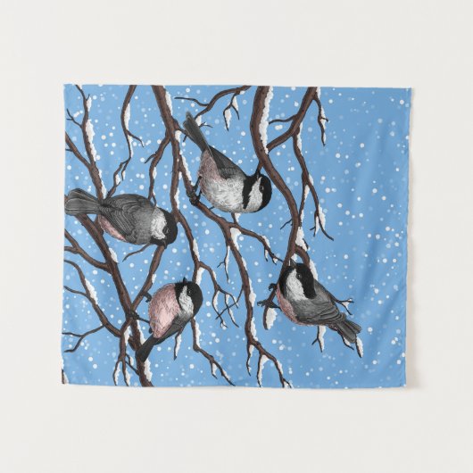 Kippen in de winter wandkleed (Voorkant (horizontaal))