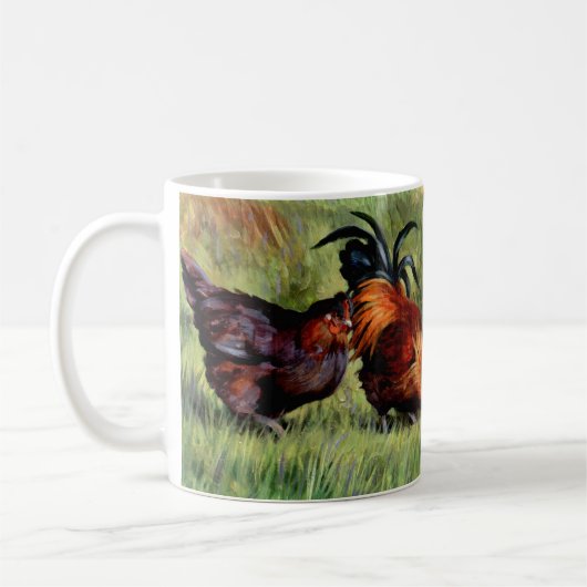 Kippen in een rij koffiemok (Links)