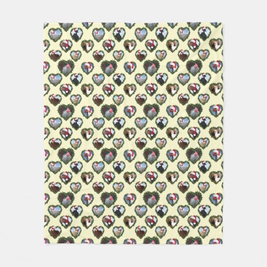 Kippen in Hartkrans Kerstmis Fleece Deken (Voorkant)