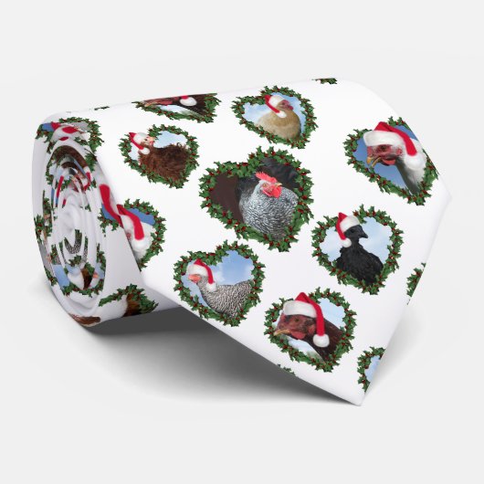 Kippen in Hartkrans Kerstmis Stropdas (Opgerold)