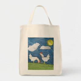 Kippen in het afbeelding Yard - diorama Tote Bag