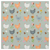 Kippen in het bloembed stof (Swatch)