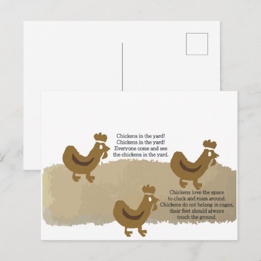 Kippen in het Briefkaart van de gaard (Voorkant / Achterkant)