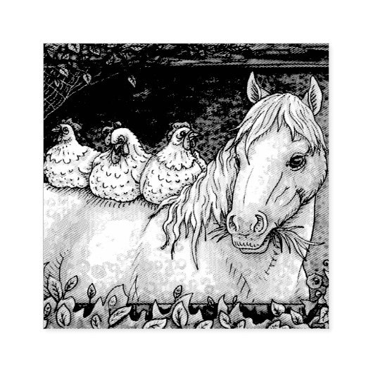 KIPPEN IN HET STABIEL, HORSRUBBERSTEMP RUBBERSTEMPEL (Afrduk)