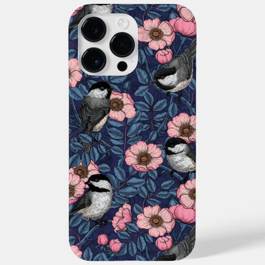 Kippen in het wild roos in roze en blauw Case-Mate iPhone case (Achterkant)