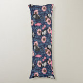 Kippen in het wild roos in roze en blauw lichaamskussen (Voorkant Verticaal)