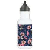 Kippen in het wild roos in roze en blauw waterfles  (Links)