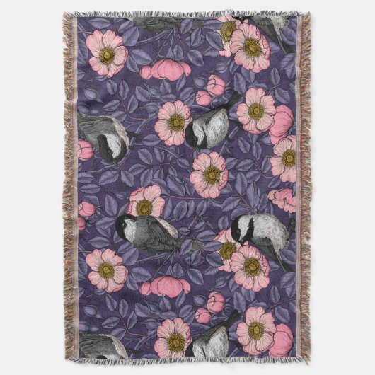 Kippen in het wild roos in roze en violet deken (Voorkant Verticaal)