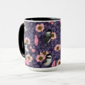 Kippen in het wild roos in roze en violet mok (Voorkant links)