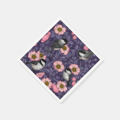 Kippen in het wild roos in roze en violet servet (Hoek)