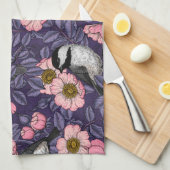 Kippen in het wild roos in roze en violet theedoek (Quarter Fold)