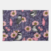 Kippen in het wild roos in roze en violet theedoek (Horizontaal)