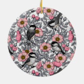 Kippen in het wild-roos keramische siermiddel keramisch ornament (Achterkant)