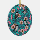 Kippen in het wild-roos keramische siermiddel keramisch ornament (Rechts)