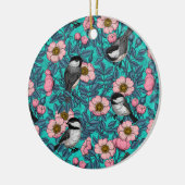 Kippen in het wild-roos keramische siermiddel keramisch ornament (Links)