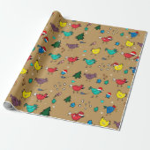 Kippen in kerststemming #goud cadeaupapier (Uitgerold)