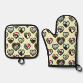 Kippen in Krans Hart Kerstmis Ovenwant & Pannenlap Set (Voorkant)