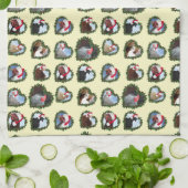 Kippen in Krans Hart Kerstmis Theedoek (Gevouwen)