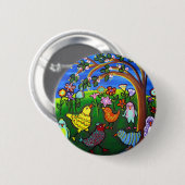 Kippen in Peeps Fun Whimsical Ronde Button 5,7 Cm (Voorkant /achterkant)