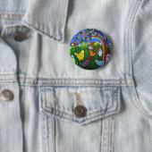 Kippen in Peeps Fun Whimsical Ronde Button 5,7 Cm (In situ)