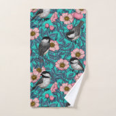 Kippen in vrij roos, roze en blauw bad handdoek (Handdoek)