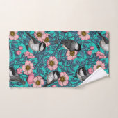 Kippen in vrij roos, roze en blauw bad handdoek (Handdoek)