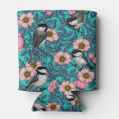 Kippen in vrij roos, roze en blauw blikjeskoeler (Achterkant)