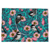 Kippen in vrij roos, roze en blauw groot cadeauzakje (Achterkant)