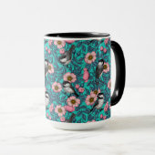 Kippen in vrij roos, roze en blauw mok (Voorkant rechts)