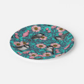 Kippen in vrij roos, roze en blauw papieren bordje (Gekanteld)