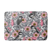 Kippen in vrij roos, roze en grijs badmat (Voorkant)