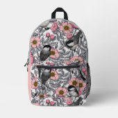Kippen in vrij roos, roze en grijs bedrukte rugzak (Voorkant)
