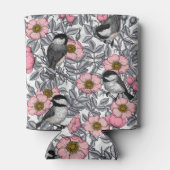 Kippen in vrij roos, roze en grijs blikjeskoeler (Achterkant)