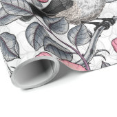 Kippen in vrij roos, roze en grijs cadeaupapier (Rol Hoek)