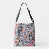 Kippen in vrij roos, roze en grijs crossbody tas (Achterkant)