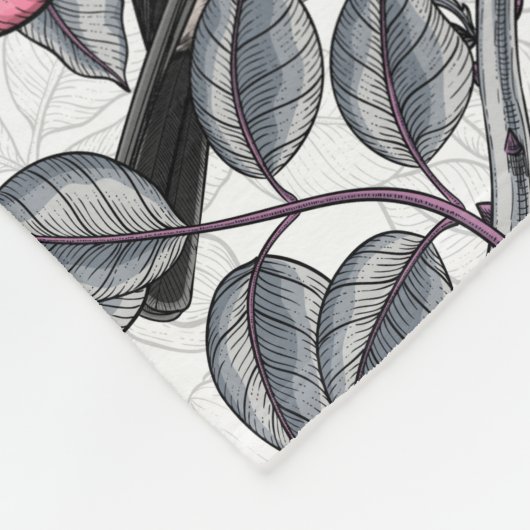 Kippen in vrij roos, roze en grijs fleece deken (Hoek)