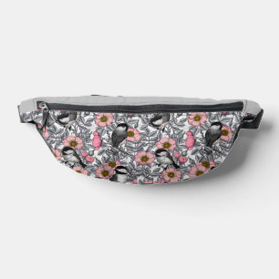 Kippen in vrij roos, roze en grijs heuptasje