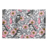Kippen in vrij roos, roze en grijs kussensloop (Achterkant)