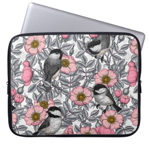 Kippen in vrij roos, roze en grijs laptop sleeve