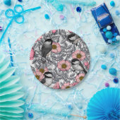 Kippen in vrij roos, roze en grijs papieren bordje (Feest)