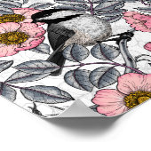 Kippen in vrij roos, roze en grijs poster (Hoek)