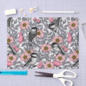 Kippen in vrij roos, roze en grijs tissuepapier (Craft)