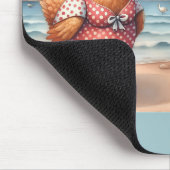 Kippen in zwemkleding aan zee muismat (Hoek)