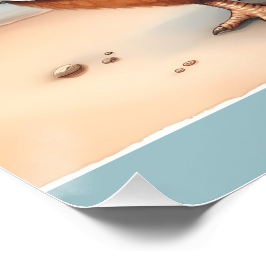 Kippen in zwemkleding aan zee perfect poster (Hoek)