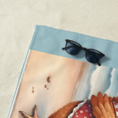 Kippen in zwemkleding aan zee strandlaken (In situ)