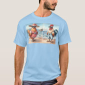 Kippen in zwemkleding aan zee t-shirt (Voorkant)