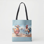 Kippen in zwemkleding aan zee tote bag (Voorkant)